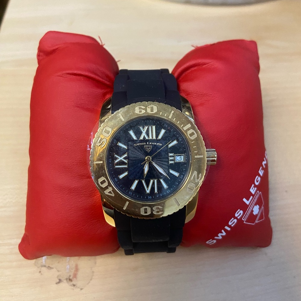 Swiss Legend Gold and Black Watch with Roman Numerals